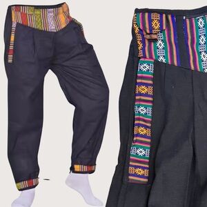 Unisex Nepali Harem Pants | Cotton | Money Belt | Yoga | Black | Large